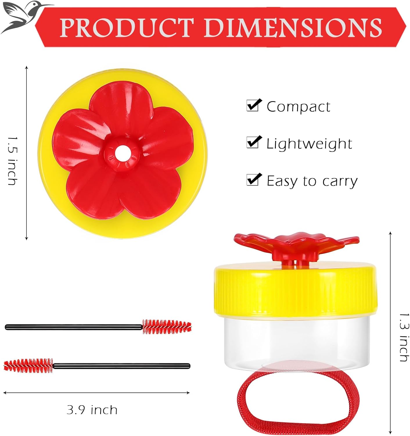 Hand Held Hummingbird Feeders, 2 Pcs Hummingbird Hand Feeder with 2 Pcs Cleaning Brush