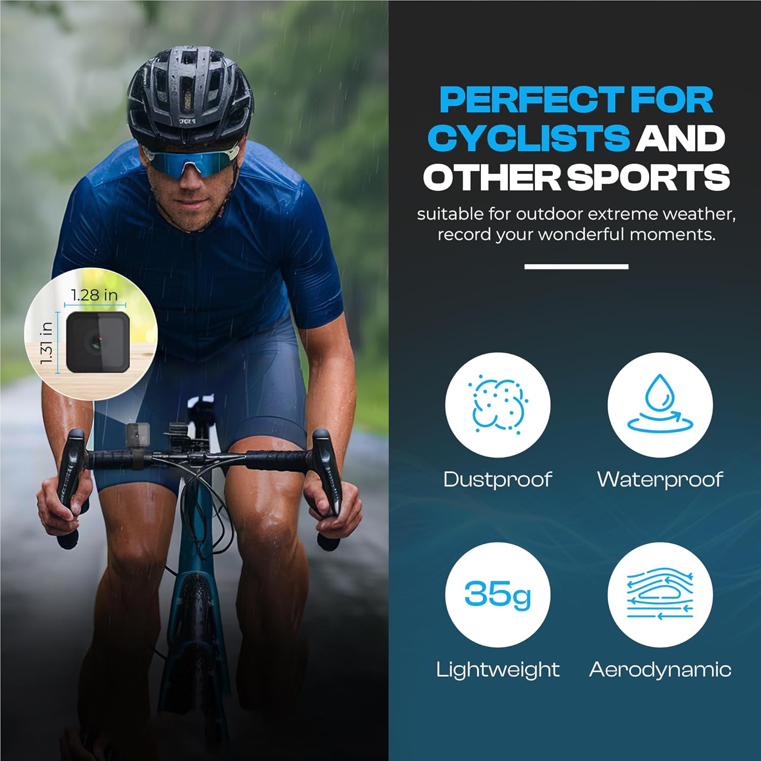 Bike Camera with 170° Wide Angle, HD 1080P Mini Sport Camera