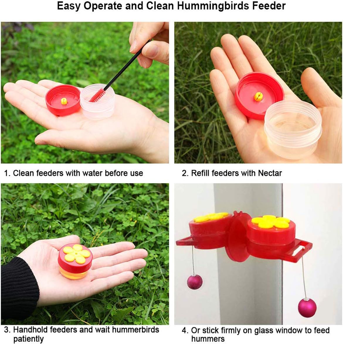 Handheld Hummingbird Feeders, Hand Feeders Suction Cup with Perches for Outdoors