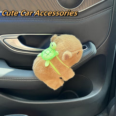 Cute Capybara Car Shift Knob Accessories Funny Capybara Plush with Turtle Gear Shifter