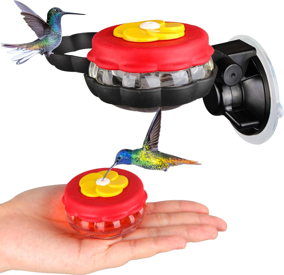 Handheld Hummingbird Feeders with Window Mount Suction Cup Small Glass Hummingbird Feeder for Outdoors