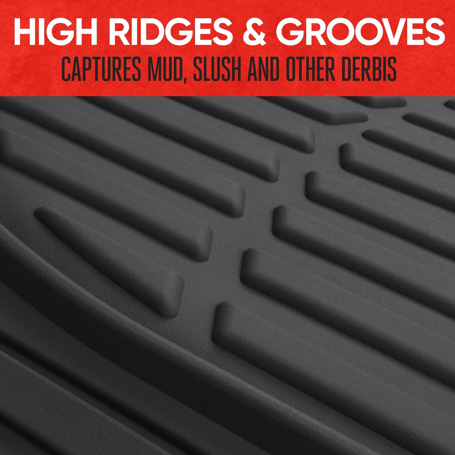 Floor Mats for Cars, Deep Dish All-Weather Mats, Waterproof Trim-To Fit Automotive Floor Mats for Cars